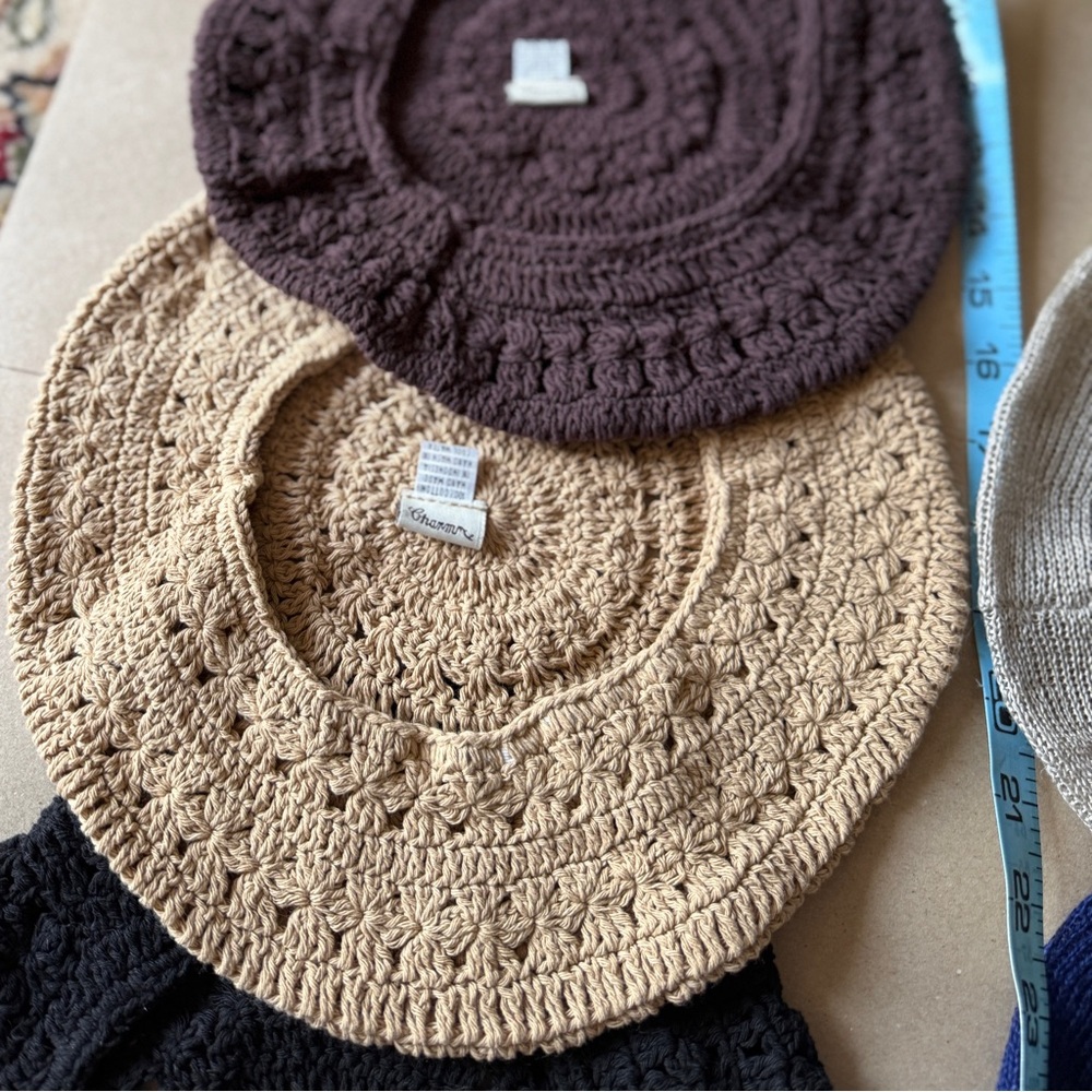 BERETS
3 Hand-Knitted Cotton - Brown, Tan, Black
2 Knitted Linen - Blue, Tan - Picture 8 of 16